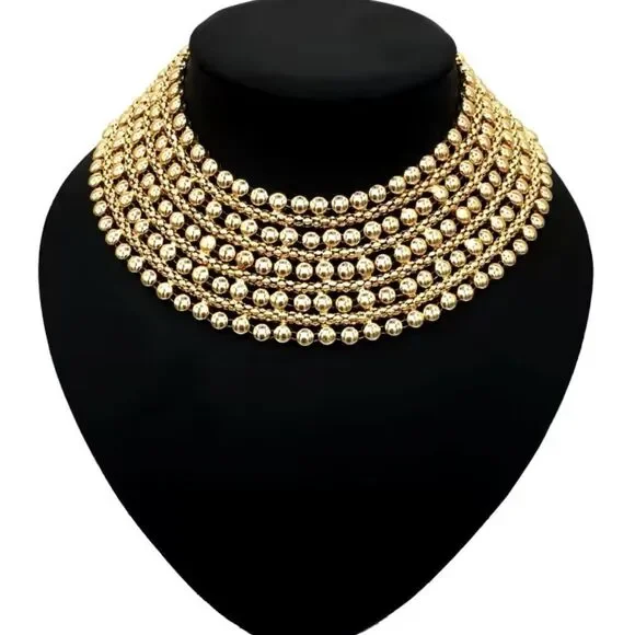 Zara Bold Multilayered Gold Chocker Necklace - Picture 3 of 14